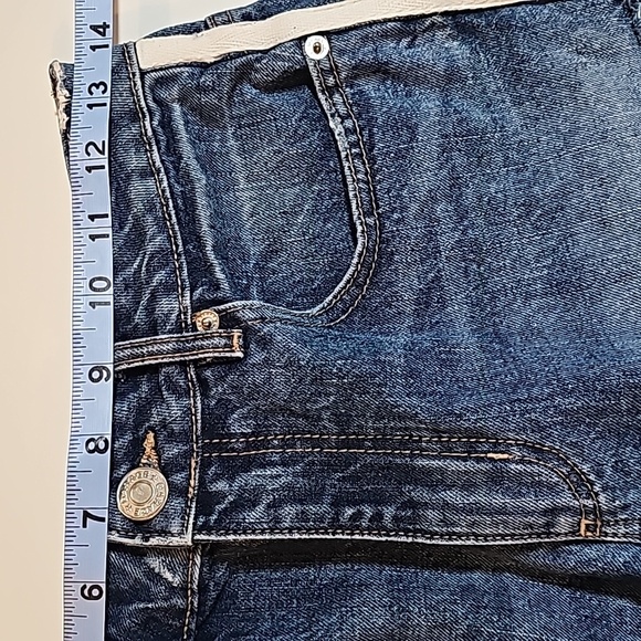 Garage Festival Short With Side Stripe Denim Blue Jean Cutoffs Raw Hem Dark 3 - Picture 10 of 13